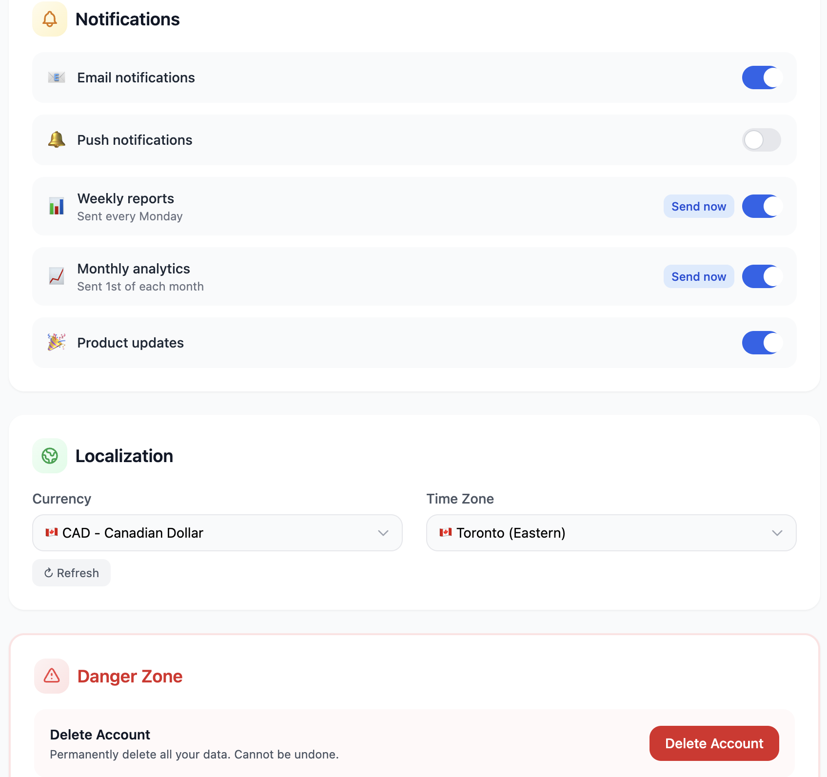 App Settings